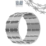 LMYYGOO 345 FT Razor Wire, Concertina Wires, 7 Rolls,Silver, with a Warning Sign