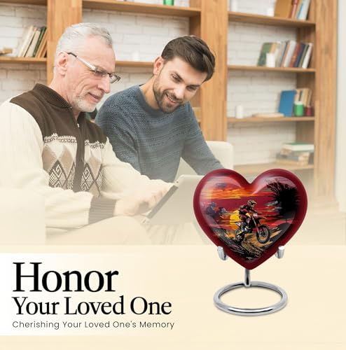 Image of Motorcycle Urn for Human Ashes Mom - Biker Keepsake for Dad 3 Inch | Mini Cremation Urns for Adult Female Human Ashes Funeral Memorial Keepsake