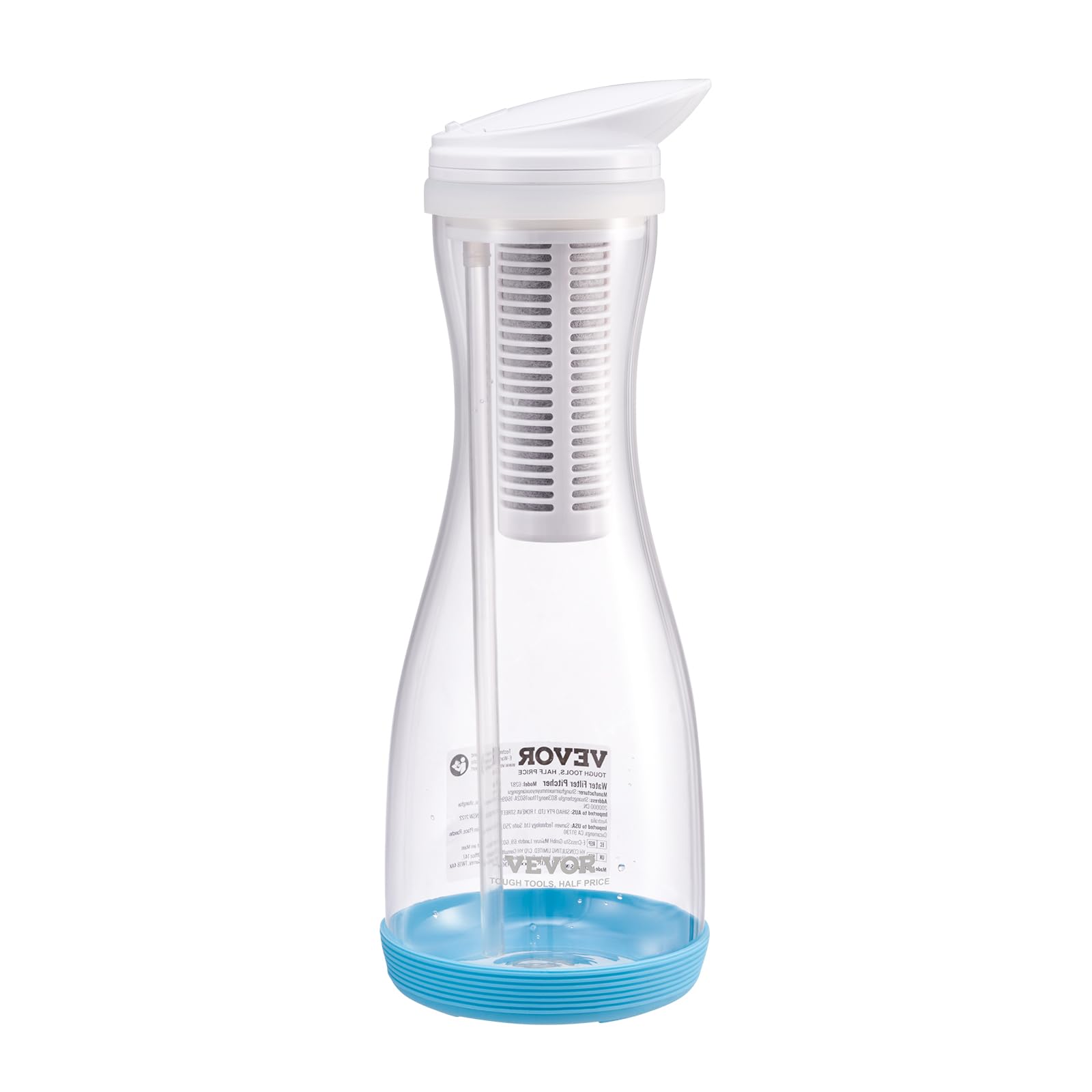 VEVOR Carafe Filtrant en Verre 6 Tasses, Pichet Filtrant Capacité de Filtre 800 L, Distributeur d'Eau Sûr sans BPA, Réduisant le Chlore, la Rouille, les Odeurs, PFOA/PFOS, pour Maison Bureau