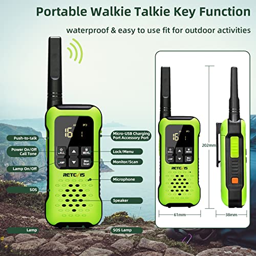 Retevis RT649P IP67 Walkie Talkie Impermeabile, Galleggianti Ricaricabili, Licenza-Libera PMR446, 16CH, Allarme SOS, a Lungo Raggio Walkie Talkie per Adulti Sci Surf Kayak Pesca Caccia Estate (2 Pz) - Image 4