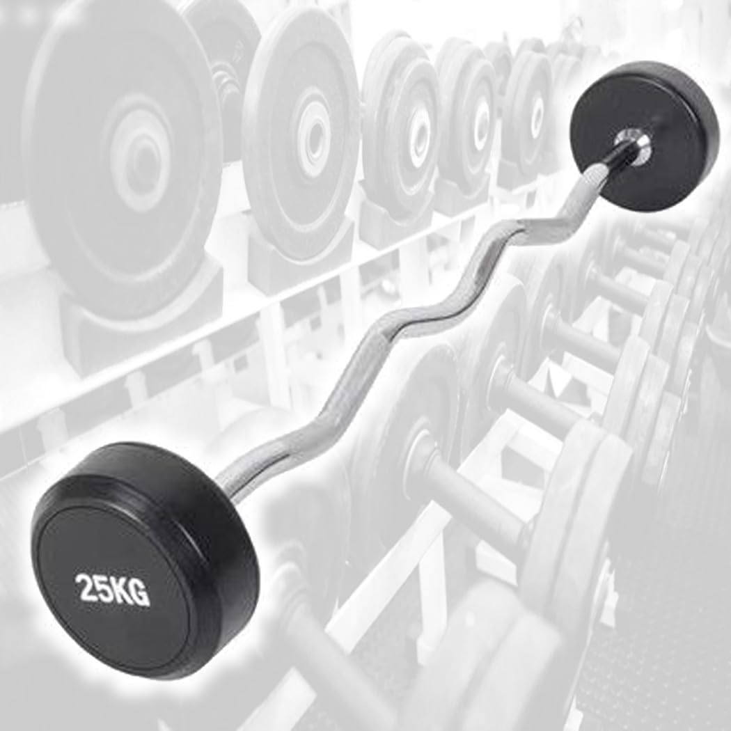 Trade Shop - Manubri Bilanciere Curl Curvo Ondulato Precaricato da 50 kg 25+25 kg Bodysolid