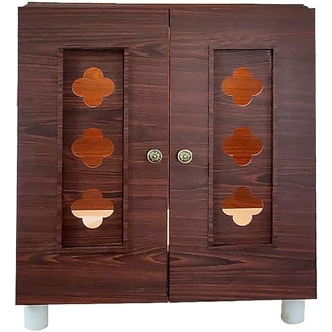 SATYA EXPORTS Wooden White Temple with LED Light for Home and Office|Home Temple|Puja Mandir |Wall Hanging & Table Top Home Mandir With LightS (TMP03)Size-33x24x16 IN Cover
