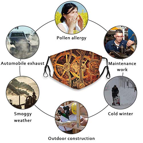 NOT Face Mask Adjustable Earloops Breathable Reusable Outdoor Mouth Cover Dust Mask for Adults Kids Steampunk Gears Clockwork Widescreen Watch Cogs steampunk buy now online