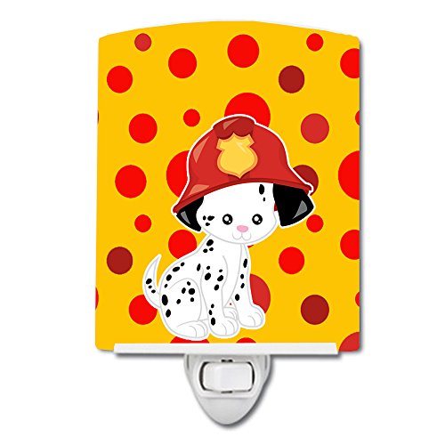 Caroline's Treasures BB6999CNL Fireman Dalmatian Puppy Ceramic Night Light Compact, UL-Certified, Ideal for Bedroom, Bathroom, Nursery, Hallway, Kitchen, 6x4x3, Multicolor