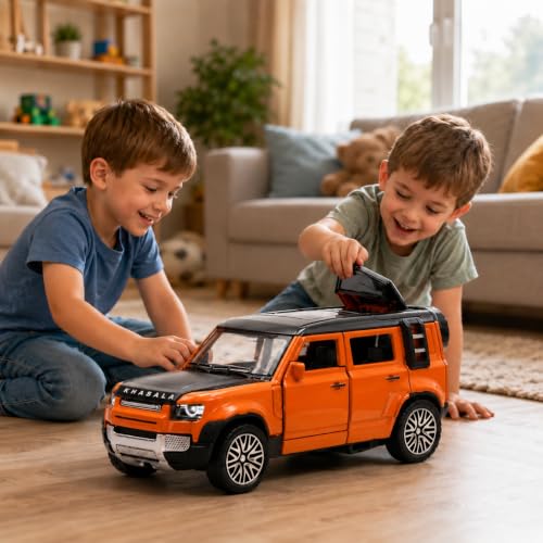 Image of Khasala Brothers Diecast 1:36 Defenderr Toy Car Metal Body Openable Doors, Bonnet & Boot Pull-Back Action for Kids Diecast Model Defenderr (Colors as Per Stock)
