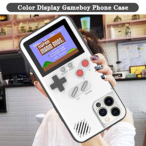 Autbye Gameboy Case for iPhone, Retro 3D Design Style Silicone Protective Case with 36 Small Games, Color Display Shockproof Video Game Phone Case (for iPhone Xs Max, White)