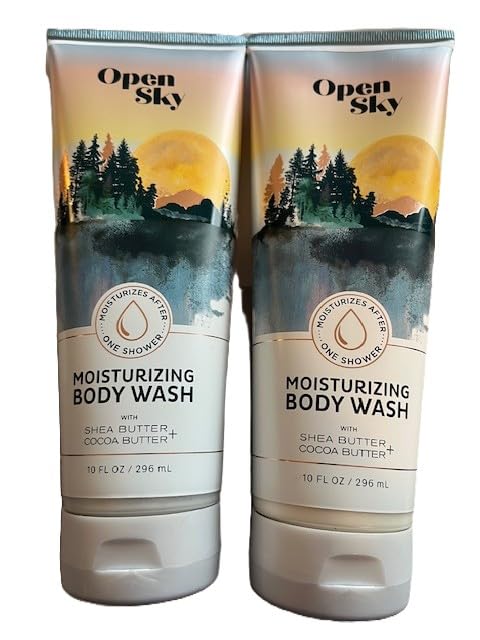 Open Sky Moisturizing Bath & Body Wash with Shea Butter and Cocoa Butter, 10 fl oz, 2 Pack Set