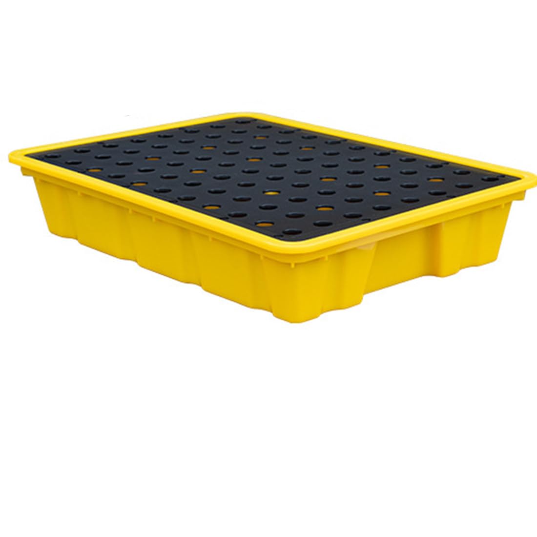 QUSYZD Modular Spill Containment Tray for 1-4 Drums, Leak-Proof Polyethylene Spill Platform with Grating, Chemical & Oil Drum Spill Prevention Pallet, 130x68x15cm,49 * 35 * 9cm