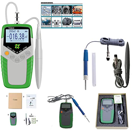 VTSYIQI Axial Probe Tesla Tester Gauss Meter Surface Magnetic Field Testers with Axial Probe Guass Meters Ns Function Metal Probe 0-2400mT 1% Accuracy