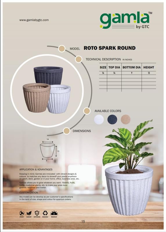 GAMLA BY GTC Plastic Marble Look ROTO Moulding ROTO Spark Round