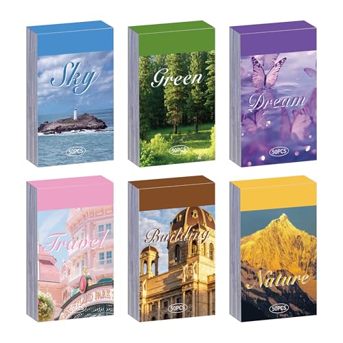 Image of 6 Sets 300 Pcs Washi Stickers Set Vintage Aesthetic Sticker Book for Journaling, DIY Retro Pattern Paper Sticker Decals for Bullet Journal Scrapbooking Diary Craft Gift Album Notebook for Women Girls