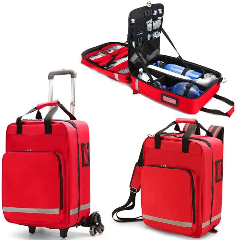 Emergency Treatment Backpack Large Capacity First Aid Bag for Car Hiking Camping Travel with Tie Rod