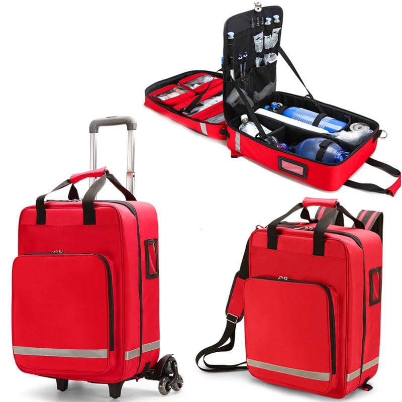 Mochila de Tratamiento de Emergencia, Bolsa de Primeros Auxilios de Gran Capacidad para Coche, Senderismo, Camping, Viaje con Barra de Amarre,Verde