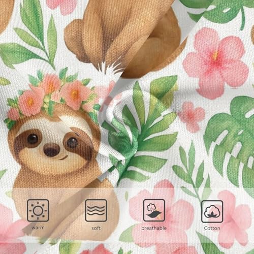 Cute Watercolor Sloths Florals Panties Little Girl Girls Underwear Toddlers Cotton Animal Kids Briefs Undies 2t3