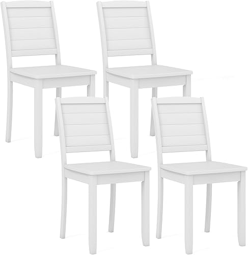 Giantex Juego de 4 sillas de comedor de madera, sillas de cocina modernas con patas de madera de goma, respaldo curvo, sillas de comedor de granja,