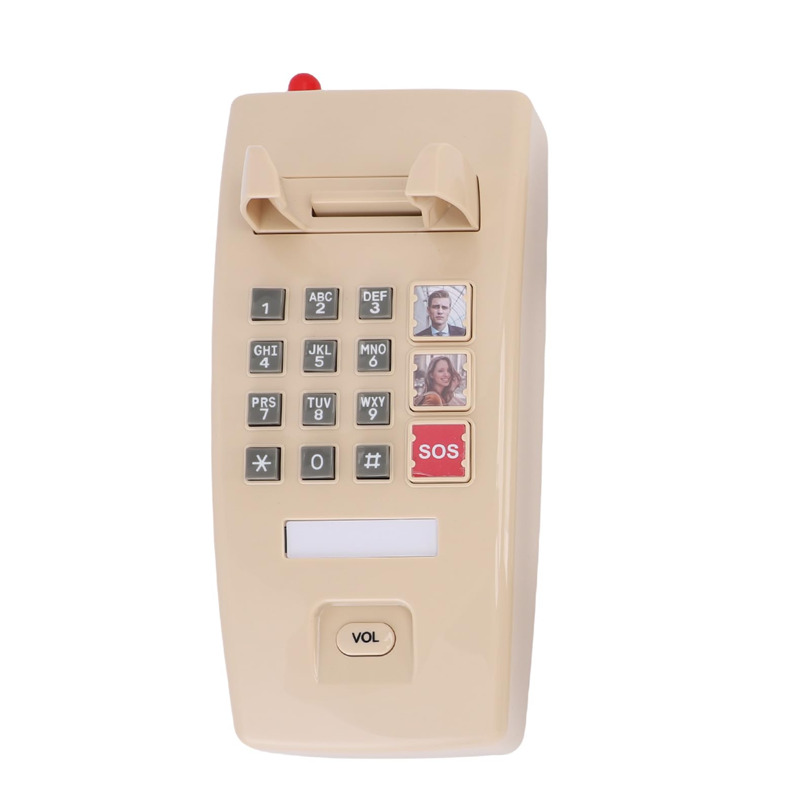 Telefon Stacjonarny do Montażu na ścianie, Nie Wymaga Baterii, Telefon Retro z Dużymi Przyciskami i 3 Poziomami Głośności, Funkcja Plug and Play do Użytku Domowego Przez Osoby Starsze