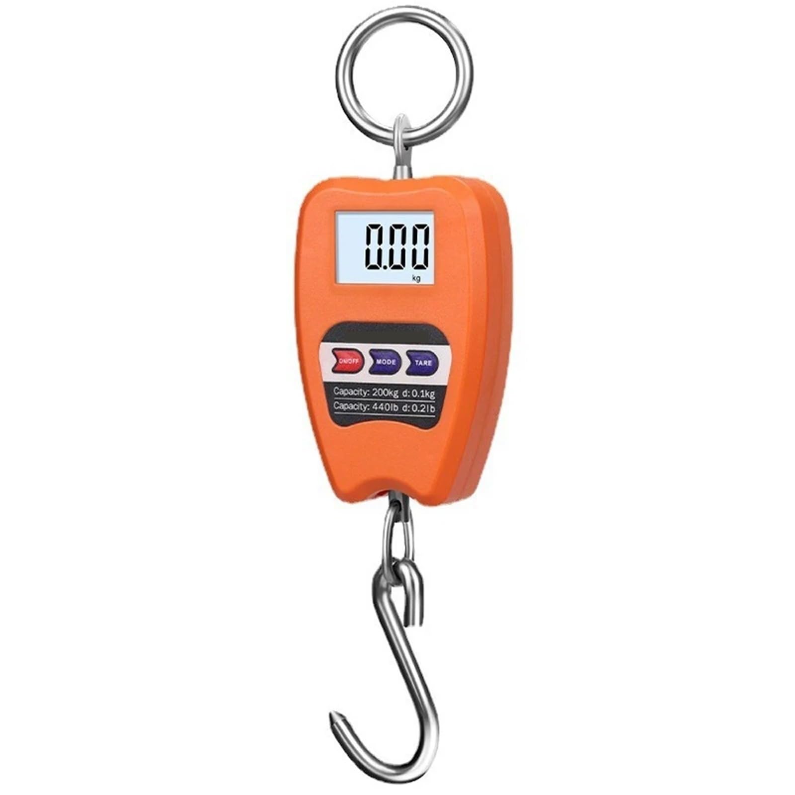 Digital Crane Scale, 200kg/440lb Crane Scale Digital Hanging Scale Heavy Duty Hanging Hook Scales(Oranje)