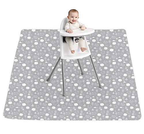 Zooawa Tapis Antidérapant pour Chaise Haute, Tapis de Sol Anti-éclaboussure et Étanche pour Bébé, Coussin de Pique-nique Multifonctionnel, Nappe Lavable en Machine pour Repas de Bébé - Famille Sprouts