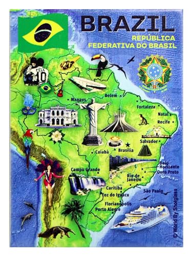 Imán decorativo rectangular Brasil 2.5x3.5 pulgadas miniatura 1