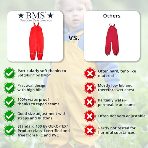 BMS® rain Pants for Children, mud Pants, 100% Waterproof, Skin-Friendly and softskin, Oeko-Tex, Durable for Girls and Boys4