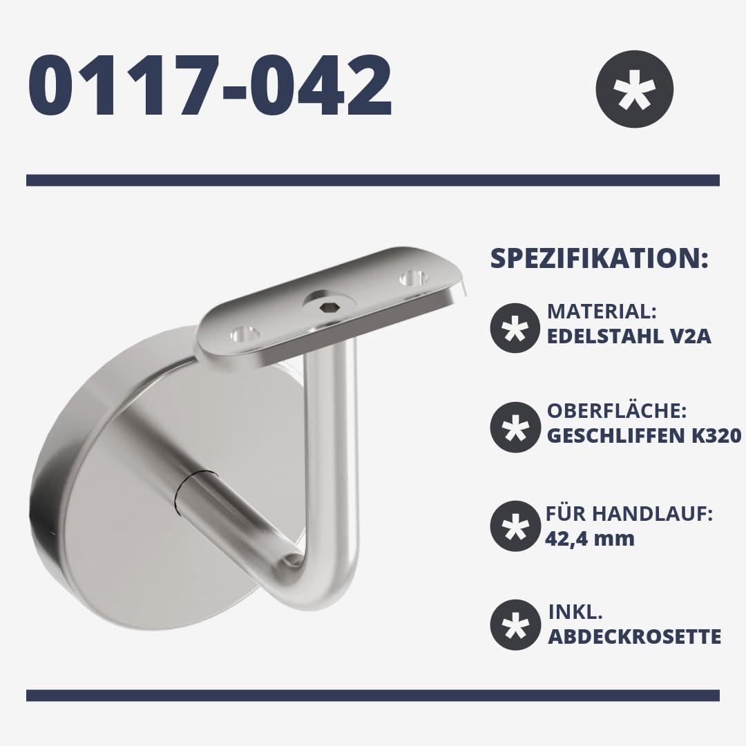 Grohe Essence Supporto Per Corrimano INOXLM In Acciaio Inox - Per Tubi Da 42.4 Mm, Kit Con Fissaggio A Parete Supporto Per Scale - Foto 2