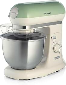 Ariete 1588, Batedeira Planetária Vintage Verde, Tigela Aço Inox 5.5L, 7 Velocidades - 127V