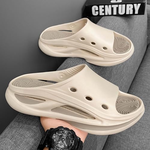 Men's and women's thick soled family shoes with a sense of poop, large size with leaking shower slippers3