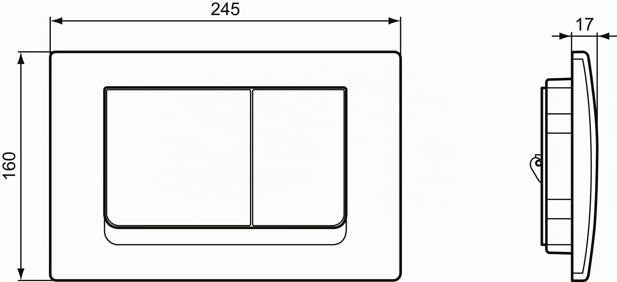 Ideal Standard Solea Placca di scarico per WC, tecnologia a doppio scarico tramite sgancio meccanico, facile da usare e design durevole – Cromata (245x17x160 mm)