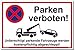 Produktbild Schild Parken verboten | Alu 30 x 20 cm | Unberechtigt parkende Fahrzeuge werden kostenpflichtig abgeschleppt! weiß | stabiles Alu Schild mit UV-Schutz | Parkverbot | Dreifke®