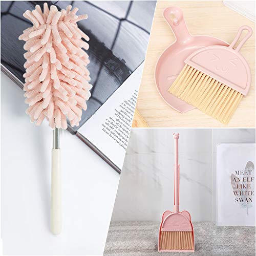 Kalolary 5 Pcs Mini Broom And Dustpan Set, Mini Broom With Dustpan For Kids, Little Broom Dustpan Set With Extendable Duster For Cleaning For Office Home Table Desk Key Board #TOP5