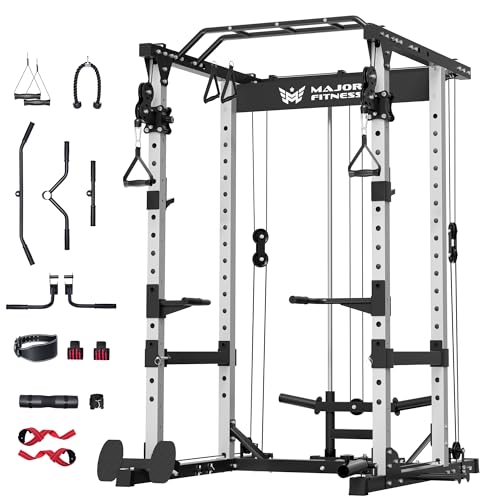 Image of MAJOR FITNESS Drone1 Power Cage, All-in-One Home Gym with Cable Crossover, LAT Pulldown, Squat Rack & Landmine Attachment, Heavy-Duty Strength Training System for Home Gym