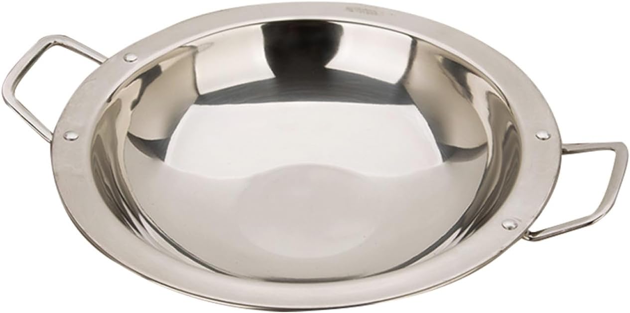 LABRIMP Stainless Steel Cooking Pot Paella Pan Double Handle Kitchen Hot Pot Pan