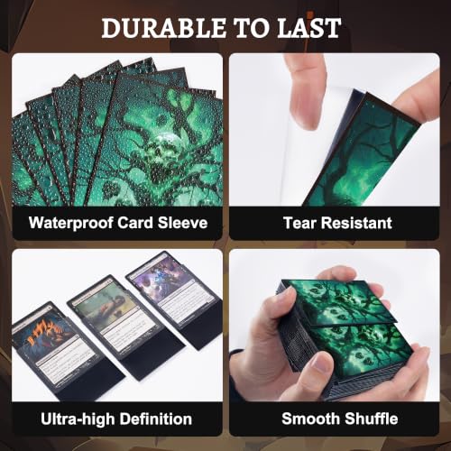 Image of Kabinka MTG Card Sleeves - 100 Standard Size Pack Clear Front & Matte Finish Back with Skull Tree, Premium Sleeves for Magic The Gathering TCG