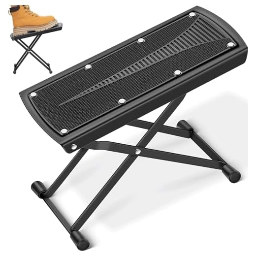 CAHAYA Reposapiés para Guitarra: con Goma Antideslizante: Plegable, Ajustable en Altura y con Gran Capacidad de Carga CY0337