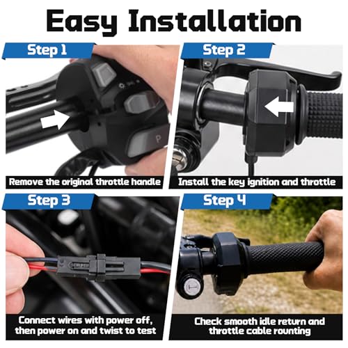 Image of NOOTEASS Full Twist Throttle Replacement for Ridstar Q20 Electric Dirt Bike E-Bike, Surron Throttle with Ignition Switch for Ridstar Q20 Mini H20 Pro Parts with Rolling Bearing