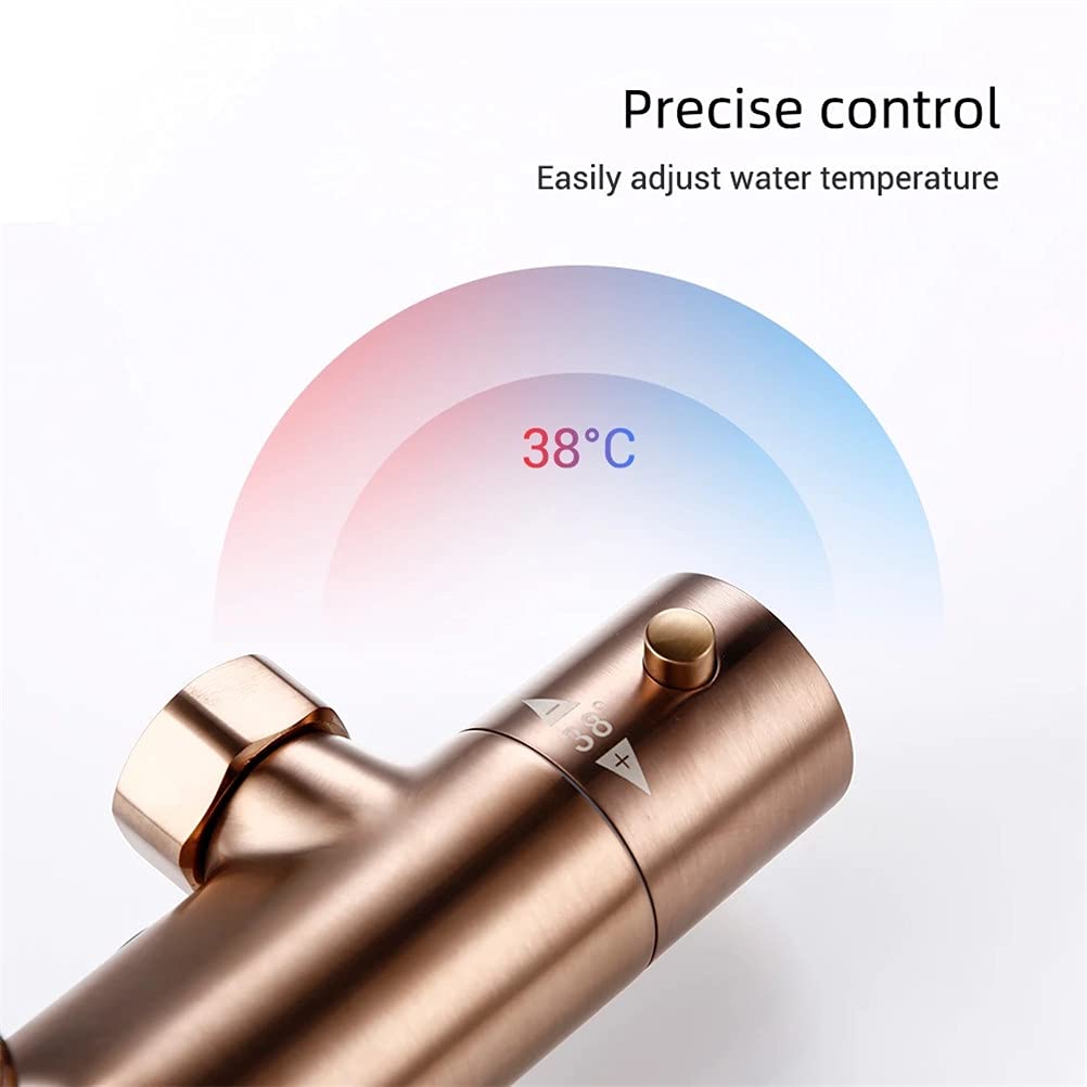Zestaw armatury prysznicowej z termostatem, wielofunkcyjna armatura ścienna z natynkową kolumną prysznicową, przełącznikiem i deszczownicą, zestaw systemu prysznicowego z litego mosiądzu z