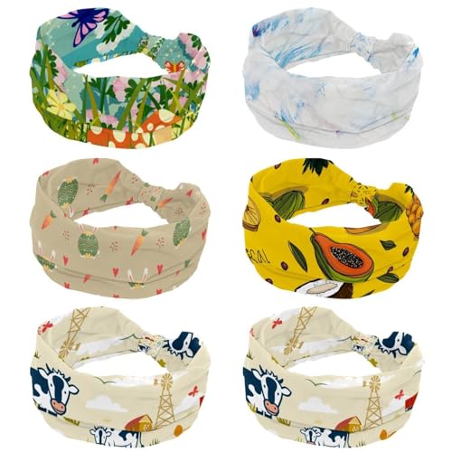Bandeau cheveux femme pour yoga et maison turban élastique dinosaures