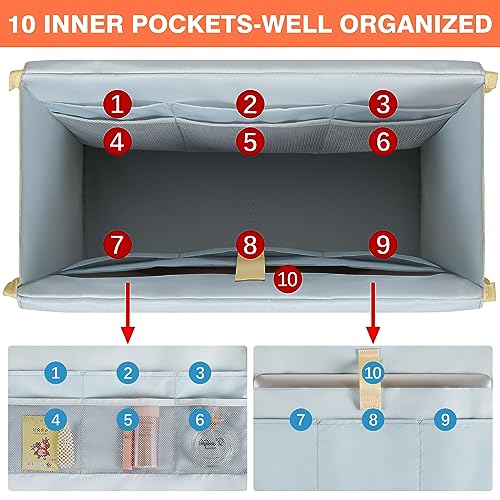 Image of IBFUN Utility Tote Bag with 24 Pockets, Large Teacher Tote for Women with Laptop Compartment, Travel Tote Bag with Zip Top