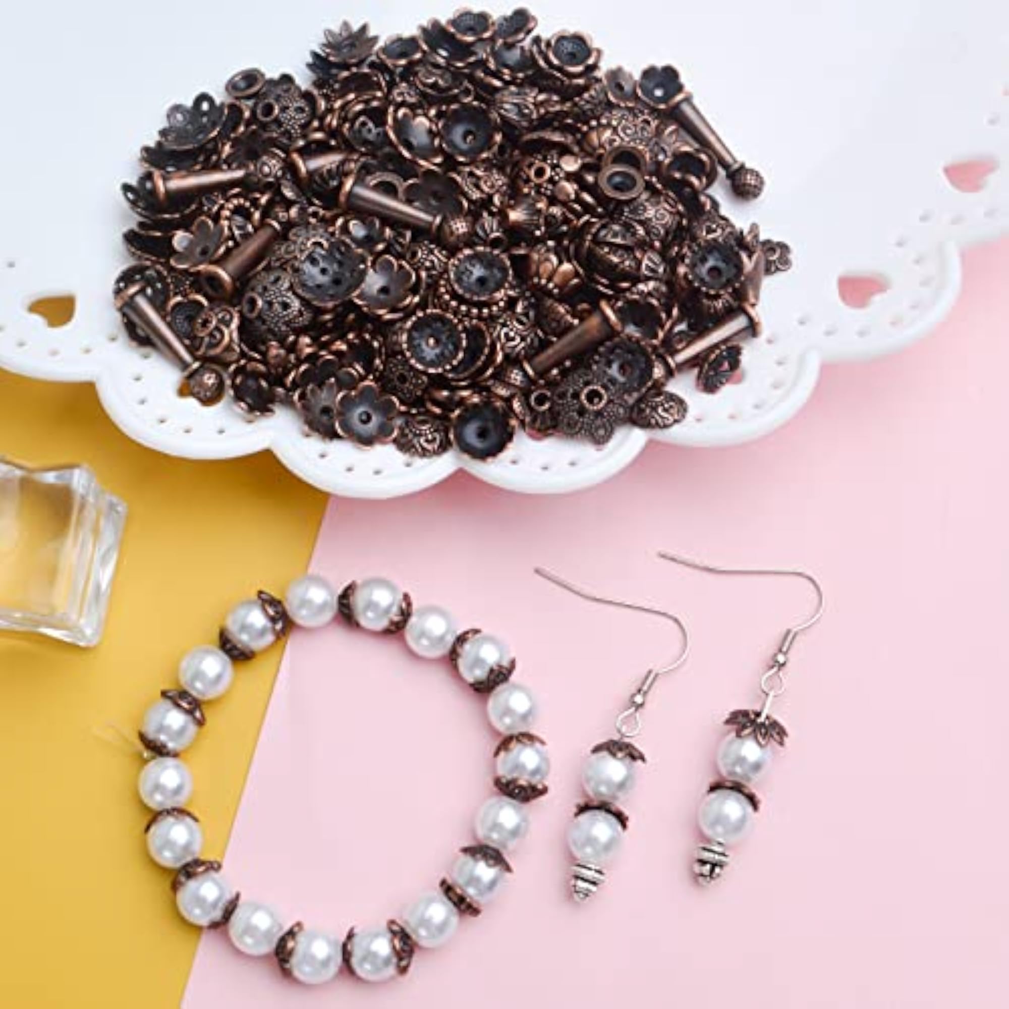 120 Gram Mixed Styles Bead Caps, Tibetan Alloy Flower Caps