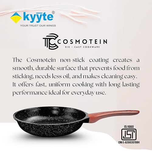 Image of kyyte CosmoTein Die Cast Non Stick Frying Pan 20 cm Dia, Pasta,Saute Pan,Nonstick Fry Pan with 5 Layer Coating,Gas & Induction Stove Friendly,Dishwasher Safe, PFOA&PFOS Free,Safe Healthy&Toxic-Free.