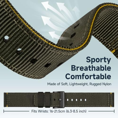 Image of WOCCI Nylon Watch Bands, Contrast Woven Design, Quick Release, Stainless Steel Buckle, Band Width 20mm 22mm 24mm 26mm