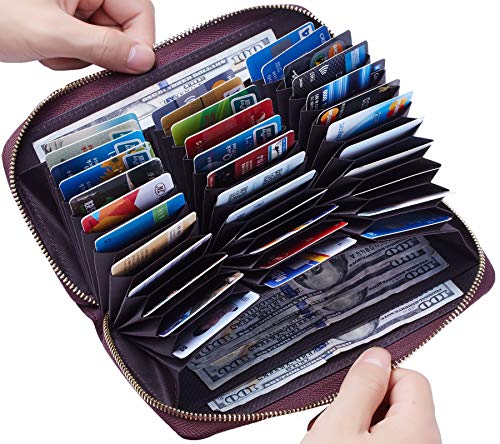 Travelambo Large Capacity Credit Card Wallet Leather RFID Wallet for Women