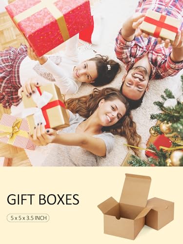 Eupako Brown Gift Boxes 5X5X3.5 25 Pack Kraft Paper Gift Boxes With Lids For Gifts, Crafting thumb #3