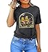 QIANRUO Women's Dark Gray XXL Frog Graphic T-Shirt, Vintage Modern, Short Sleeve, Loose Fit, Soft Cotton Blend, Funny Book Lovers Shirt