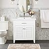 LUCA Kitchen & Bath LC30SWP Juliet 30 in. W x 16.5 in. D Single Sink Farmhouse Bathroom Vanity Set in Pure White Integrated Porcelain Top
