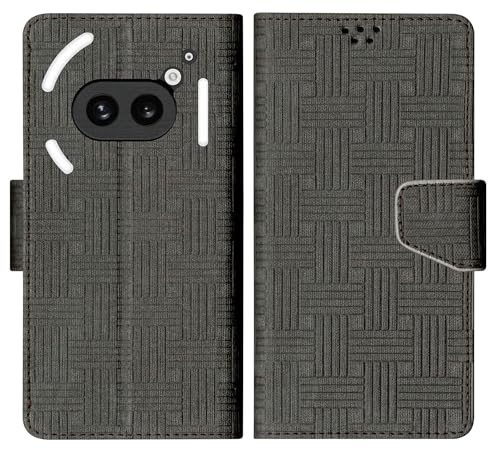 Image of SBMS Flip Cover for Nothing Phone (2a) 5G Back Cover Case with Magnatic Closure | Genuine Leather Finish | Inbuilt Stand | Card & Money Pocket (Mat Black)