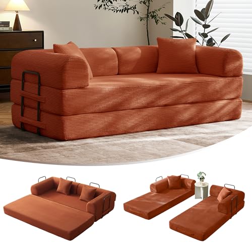 79" Convertible Sofa Bed with Fixed-Shape Frame & Removable Armre...