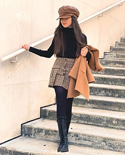 Kids Toddler Baby Girl Fall Outfits Knit Sweater Long Sleeve T-Shirt Tops A-Line Mini Skirt 2Pcs Clothes Set (Knit Black+Plaid, 5-6 Years) #TOP1