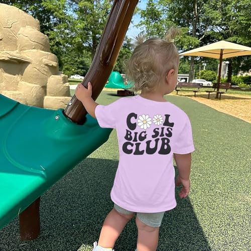 Image of LOTUCY Big Sister Shirt for Toddler Girls Cool Big Sis Club Tshirt Promoted to Big Sister Announcement Outfits