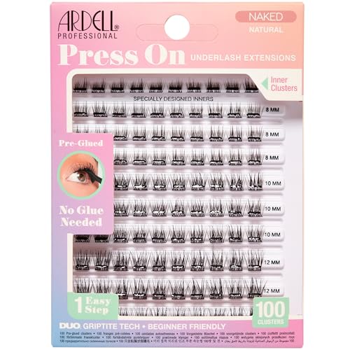 Ardell Press On Lashes Naked Natural Pre-Glued Underlash Extensions DIY Lash Clusters No Glue Needed Cluster Eyelash Extensions 100 ct